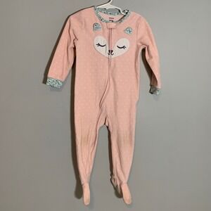 5/$25 Carters Pink Fox Footed Pajamas Sleepers 2T Baby Girl Fleece